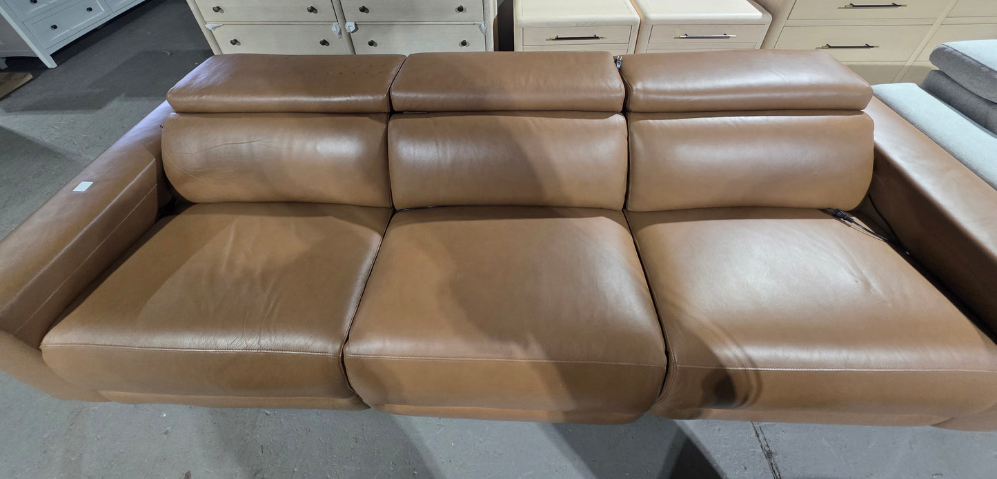 Nevio 116" 3-pc Leather Sectional Sofa, 3 Power Recliners and Articulating Headrests