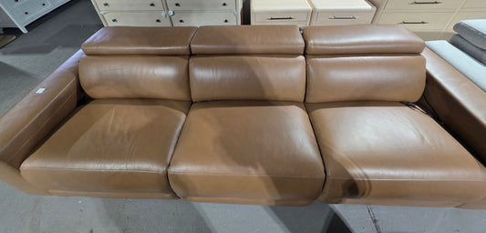 Nevio 116" 3-pc Leather Sectional Sofa, 3 Power Recliners and Articulating Headrests