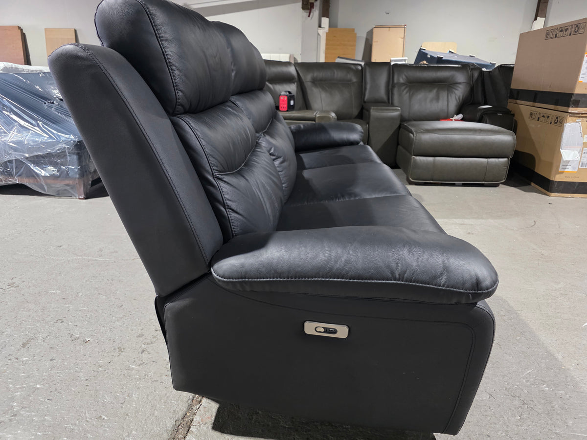 White Label Rittman 87" Power Double Reclining Sofa (Black)