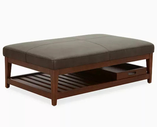 Jacey 17" Leather Rectangle Ottoman