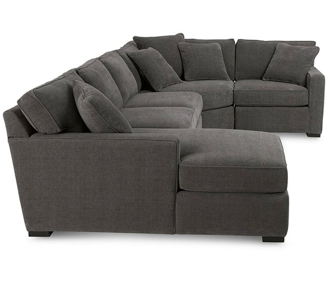 Radley 5-Pc. Fabric Chaise Sectional Sofa with Wedge (Heavenly Mocha Grey)