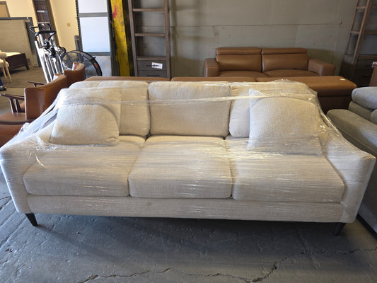 White Fabric Wing Arm Sofa