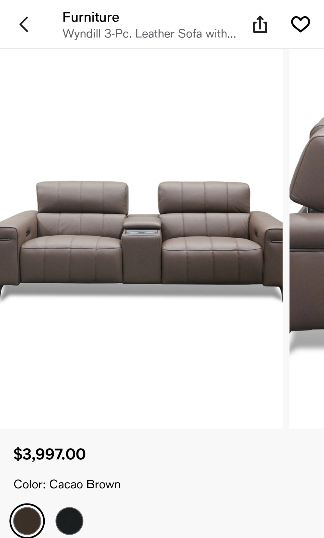Wyndill 3-Pc. Leather Sofa with 2 Power Recliners (Cacao Brown)