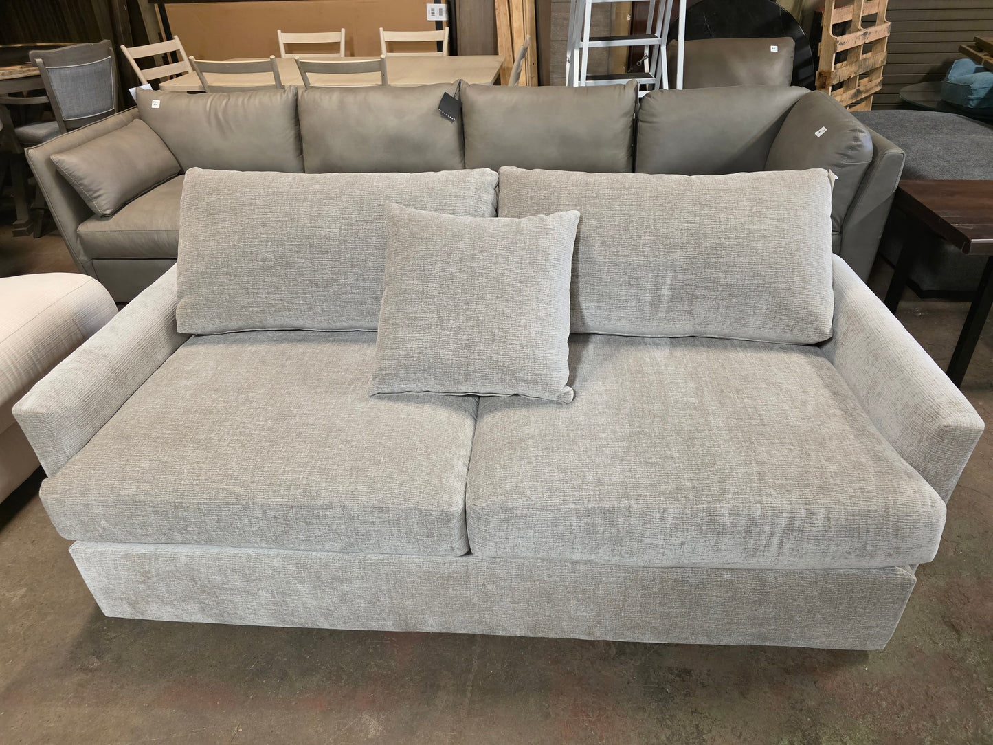 Grey Fabric Loveseat