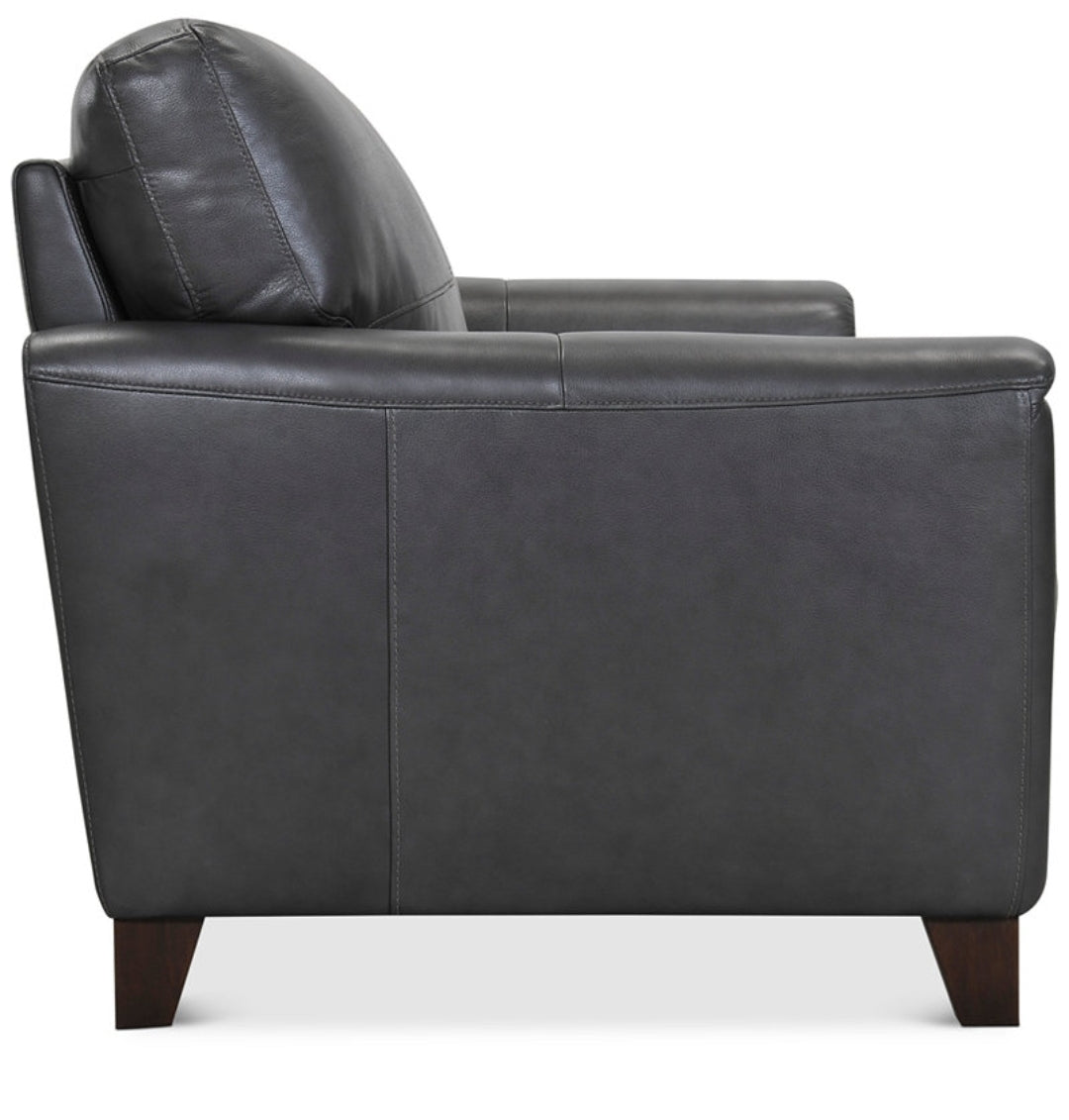 Brayna 88" Classic Leather Sofa (Charcoal)