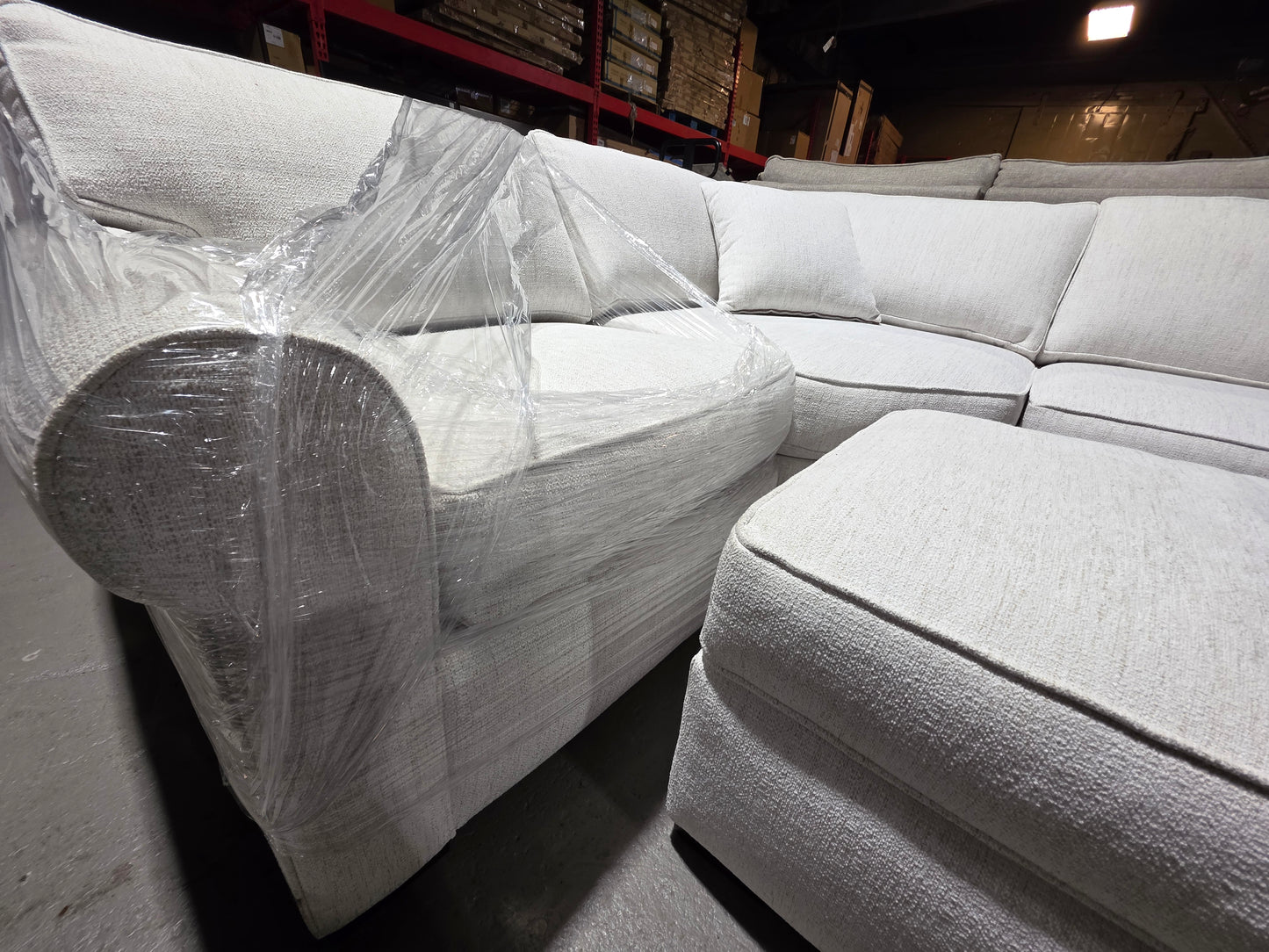 Radley Rollarm 115" 4-Pc. Fabric Chaise Sectional with Wedge (Natural)