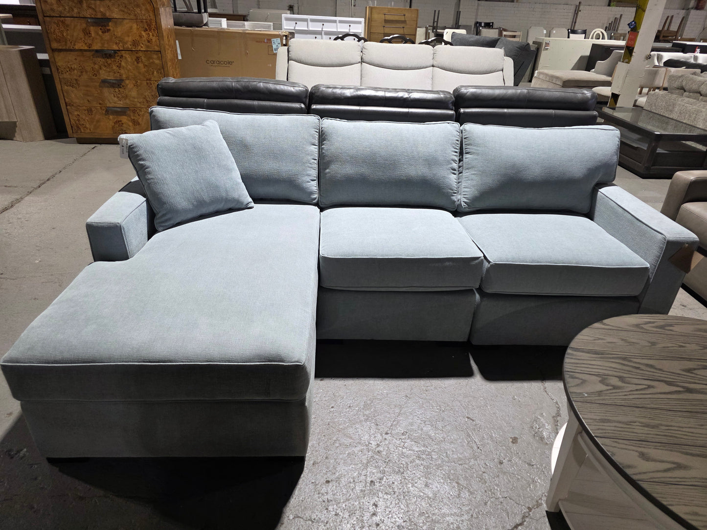 Radley 3-Pc. Fabric Chaise Sectional Sofa (Heavenly Robinsegg Blue)
