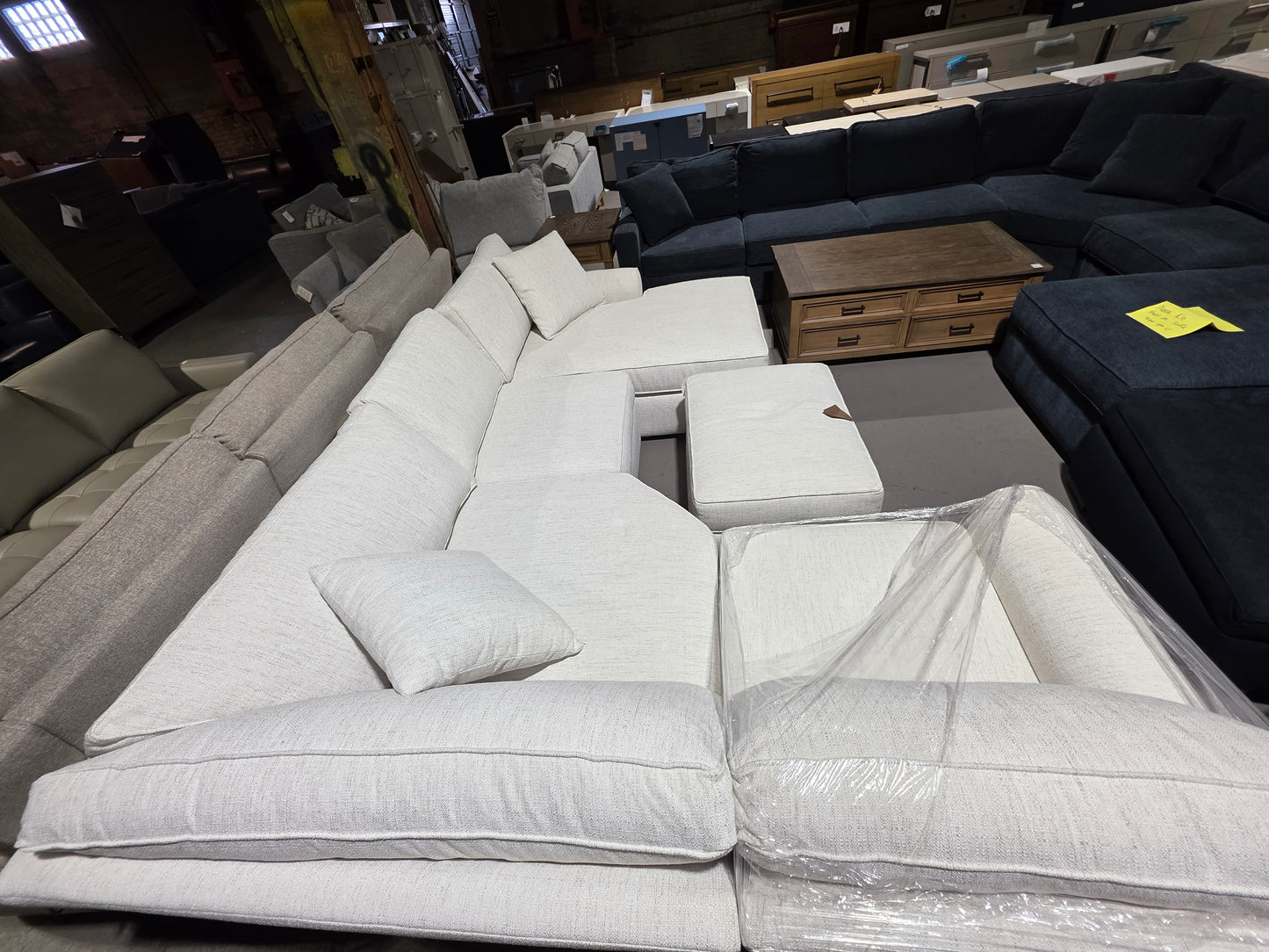 Radley Rollarm 115" 4-Pc. Fabric Chaise Sectional with Wedge (Natural)