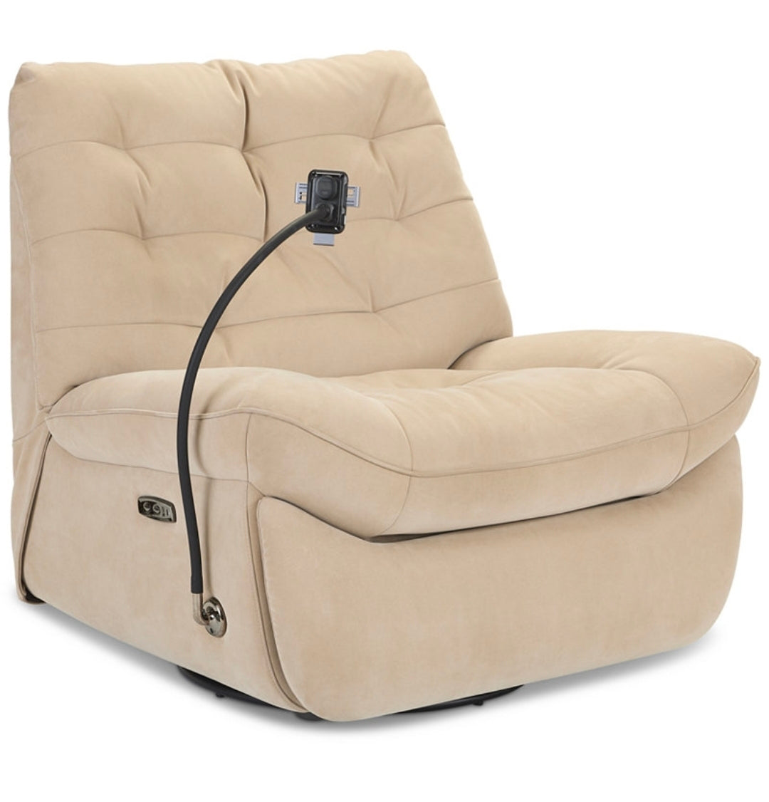 Bovell Fabric Power Swivel Glide Recliner (Light Khaki)