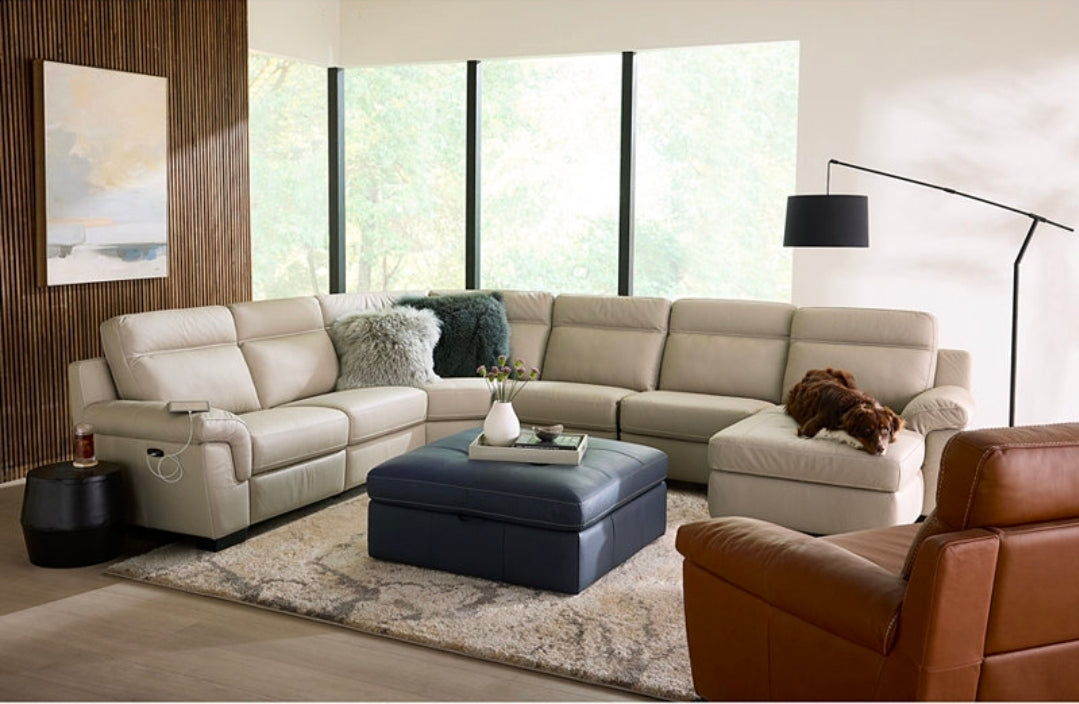 Julius II 6-Pc. Leather Chaise Sectional with 2 Power Recliners