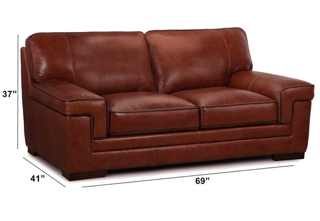 Myars 69" Leather Loveseat (Cognac)
