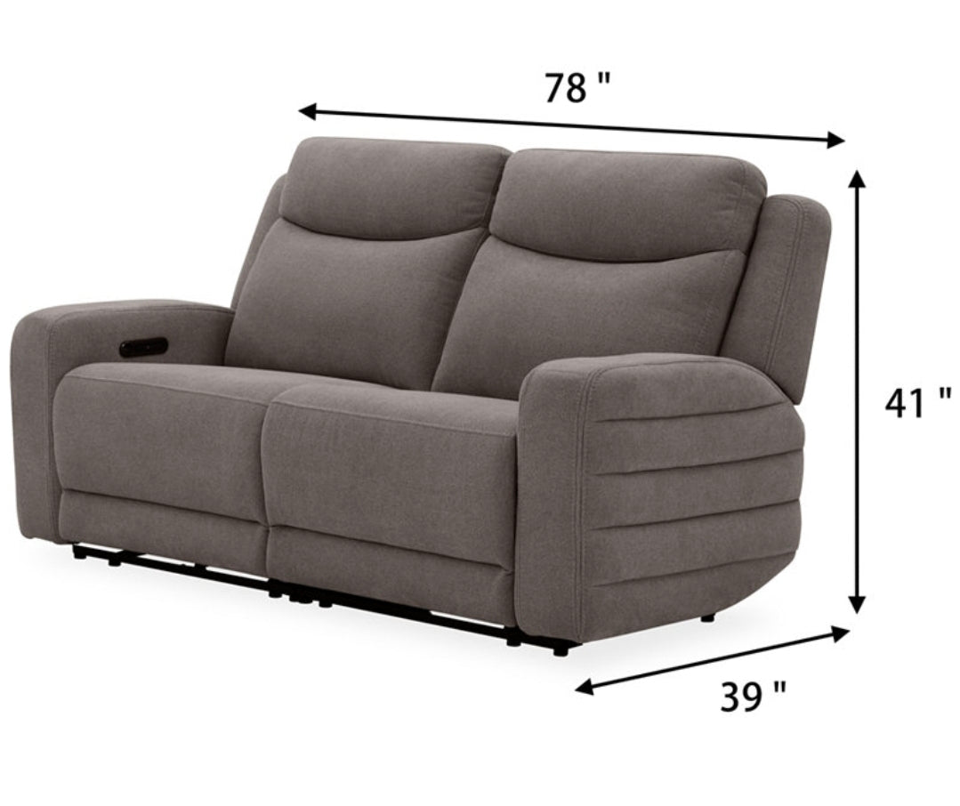 Kristyan 2-Pc. Fabric Sofa with 1 Power Motion Chairs (Pewter)