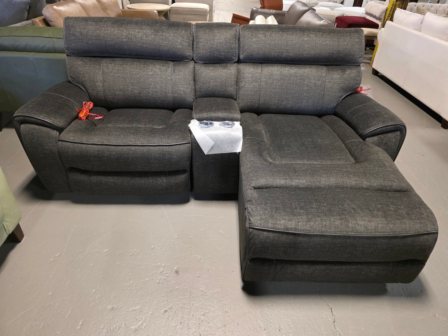 Hutchenson 3-Pc. Fabric Power Recliner Sofa w/Chaise (Moss)