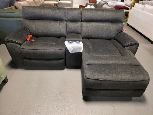 Hutchenson 3-Pc. Fabric Power Recliner Sofa w/Chaise (Moss)