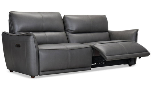 Polner 91" Leather Power Motion Sofa (Charcoal)