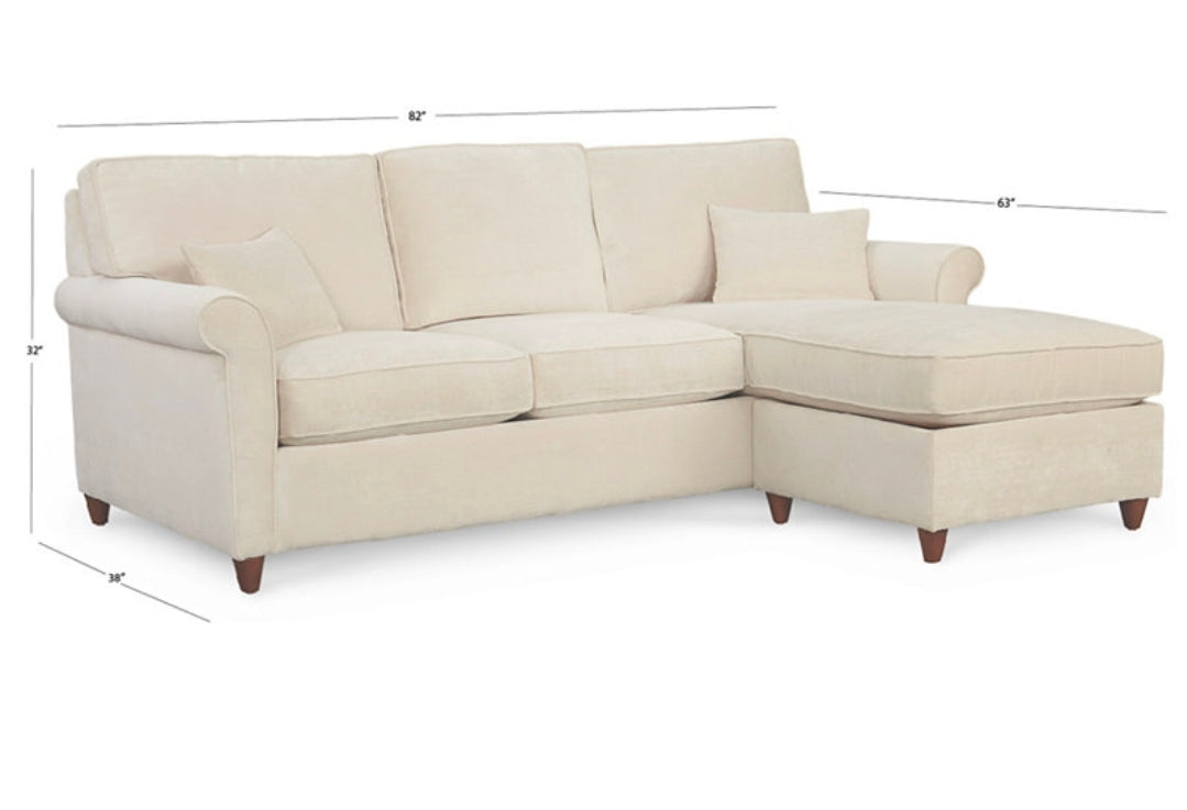 Lidia 82" Fabric 2-Pc. Reversible Chaise Sectional Sofa w/ Storage Ottoman-Gypsy Creme
