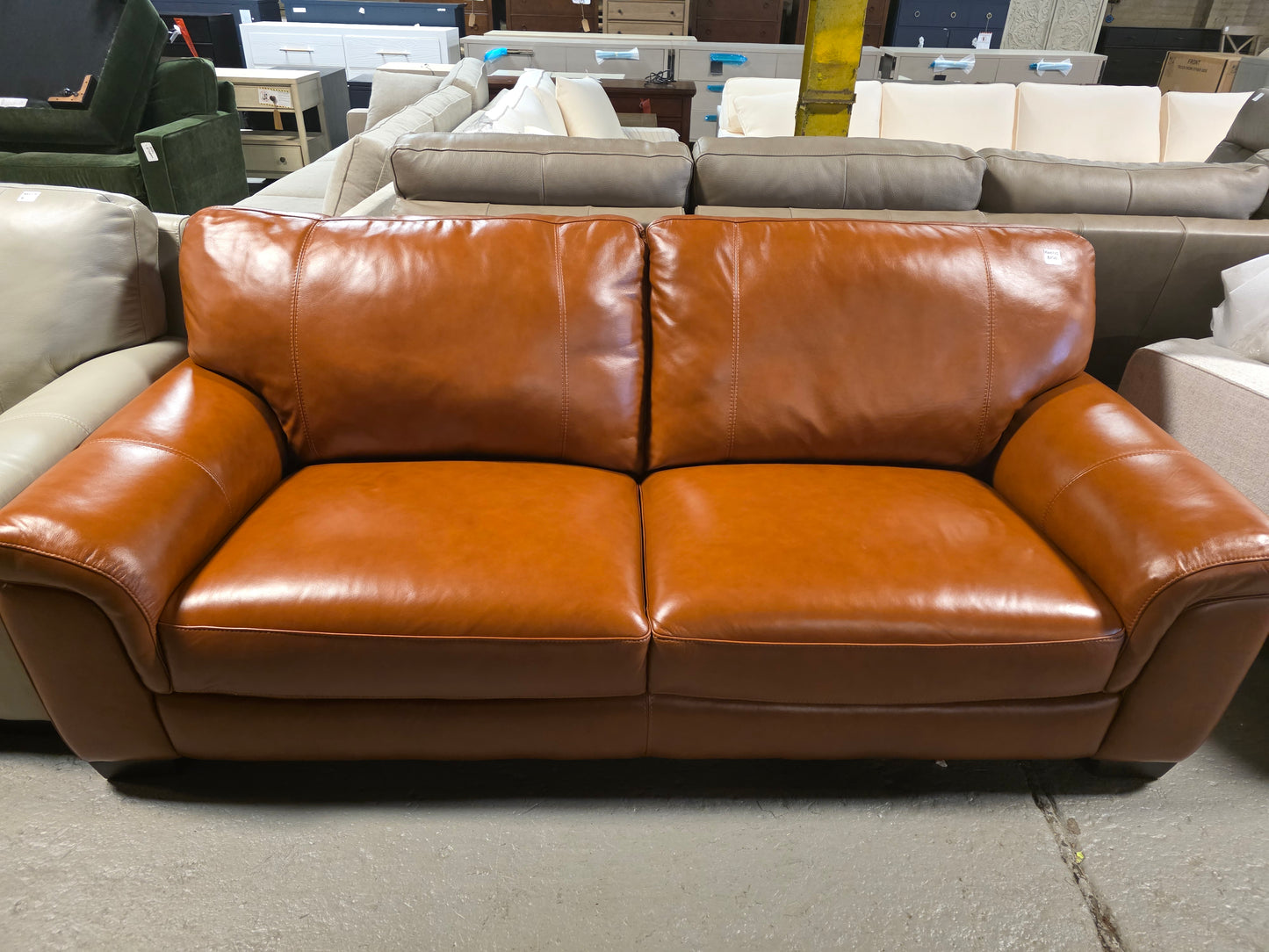 Cobbie Leather 89" Sofa (Brandy)