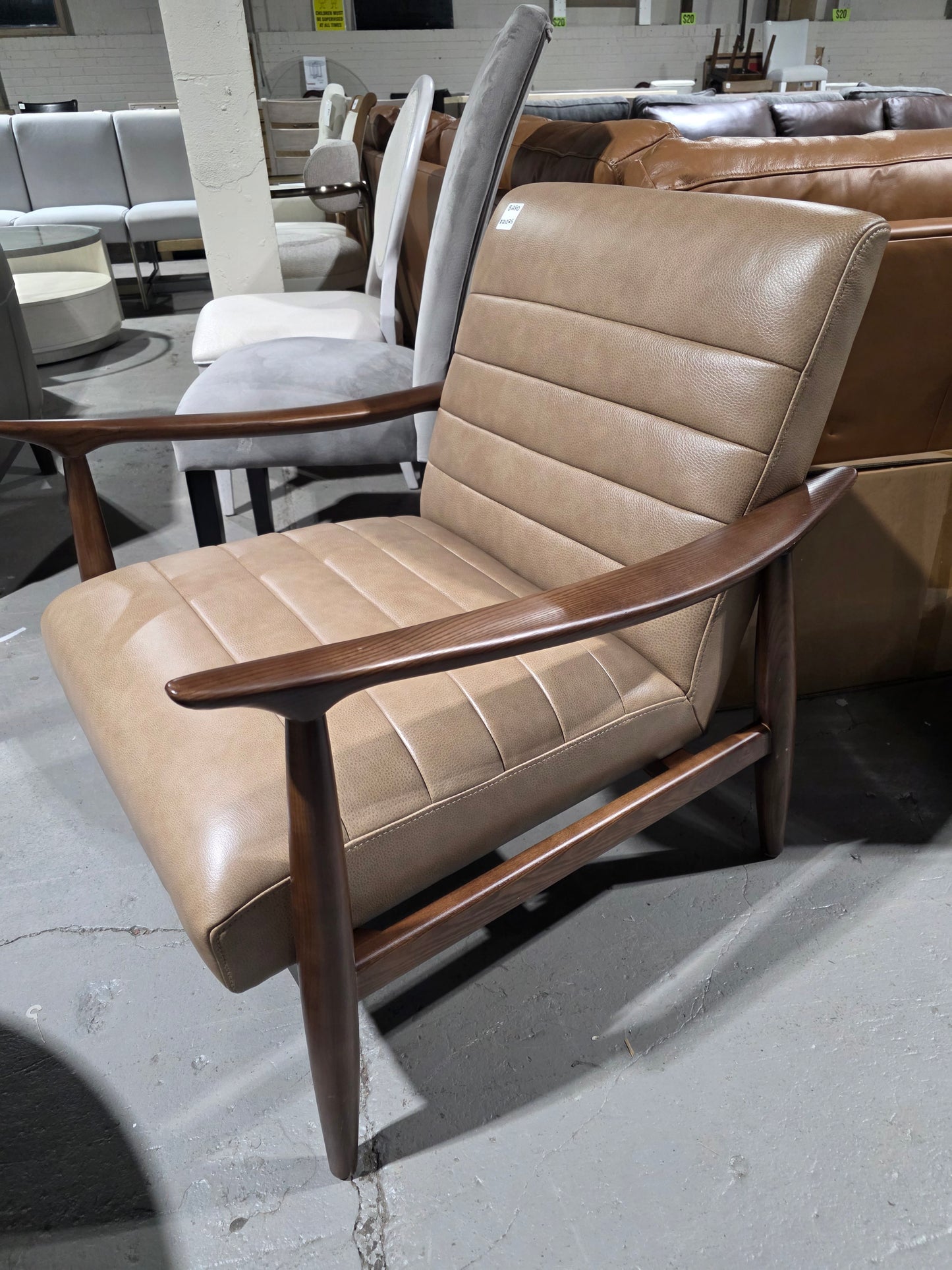 Elif Leather Accent Chair (Sand)