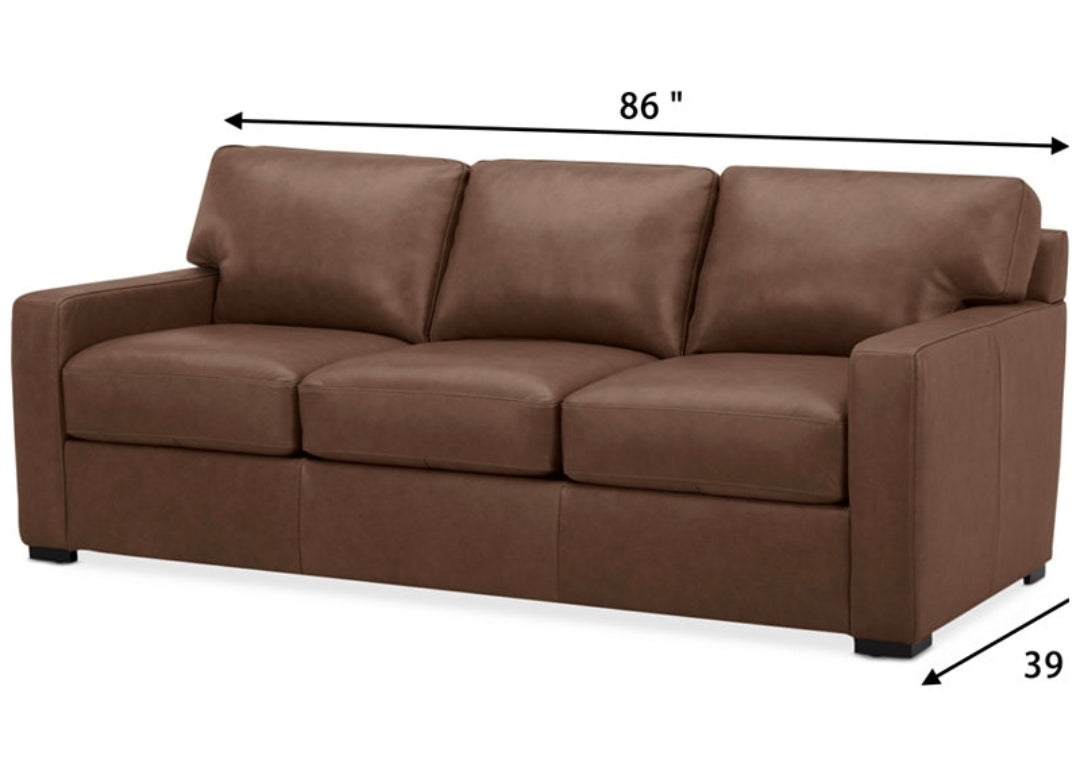 Radley 86" Leather Sofa (Chestnut)
