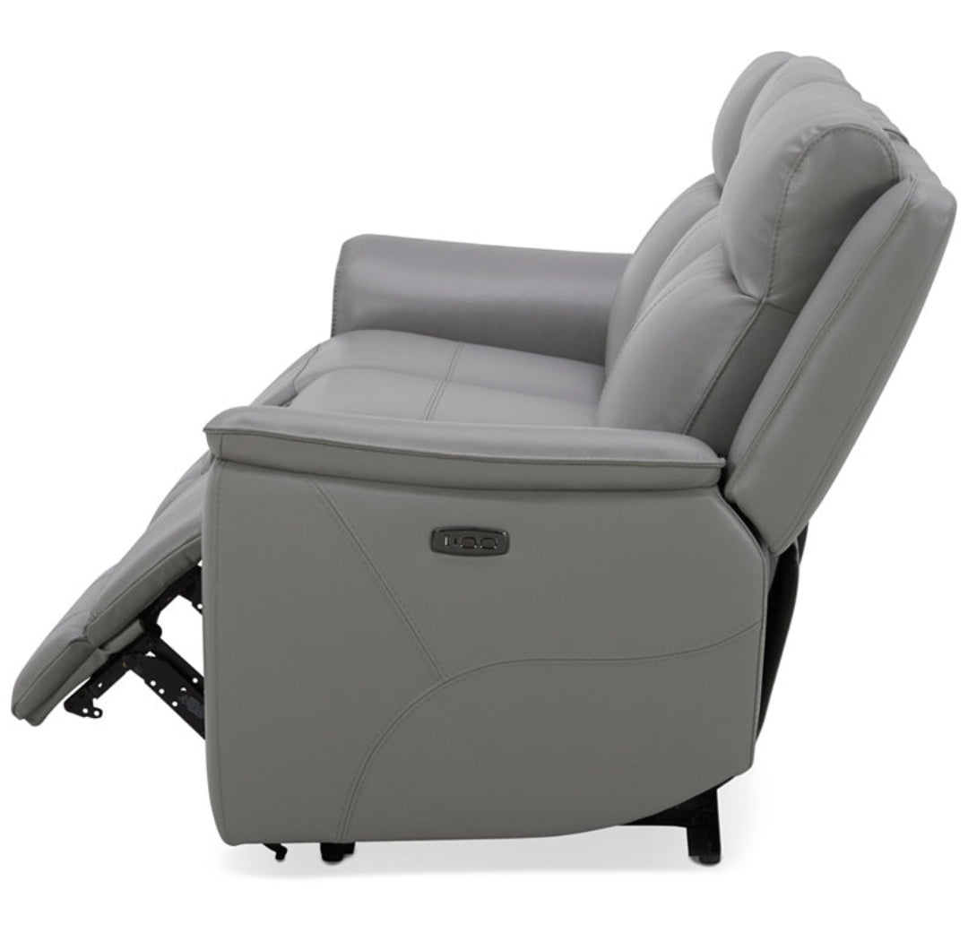 Addyson 88" 3-Pc. Leather Sofa with 2 Zero Gravity Recliners with Power Headrests (Ash)