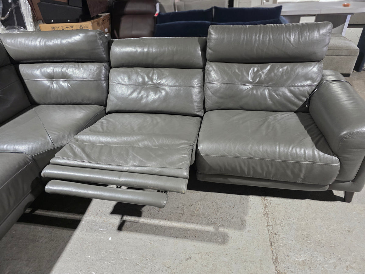 Leather 5-Pc. Sectional with 3 Power Recliners