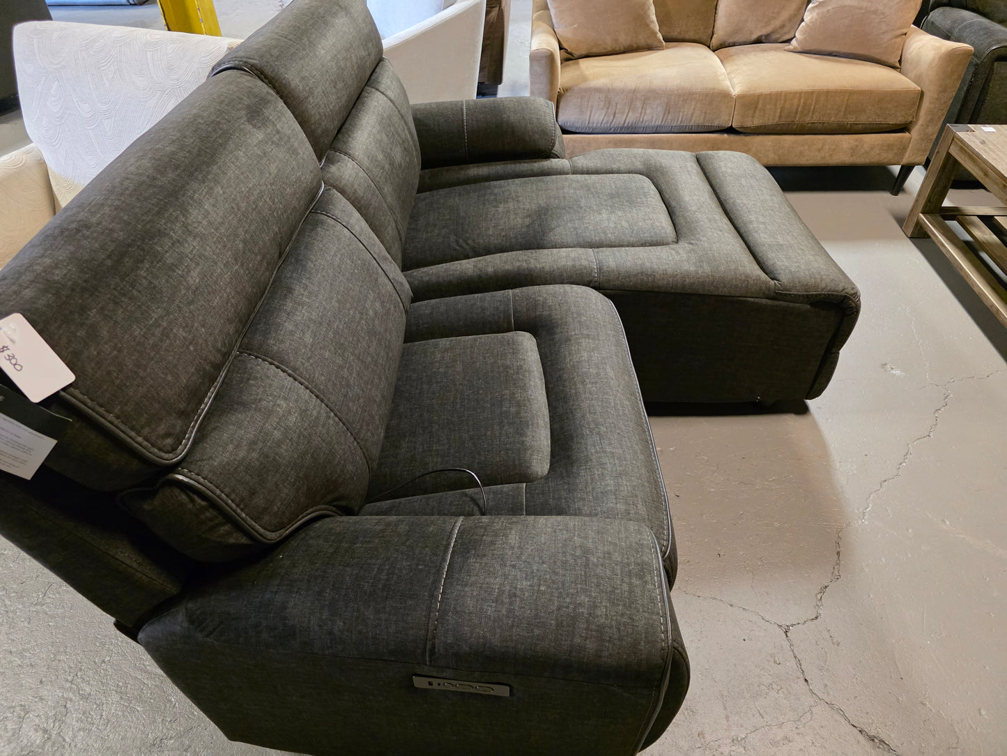 Hutchenson 2-Pc. Fabric Power Recliner Sofa w/Chaise (Moss)