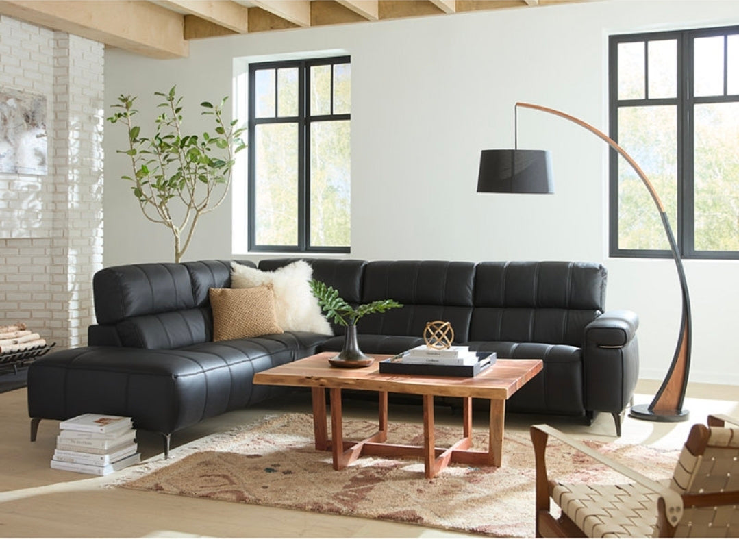 Wyndill 2-Pc. Leather Sectional with 2 Power Recliners (Black)