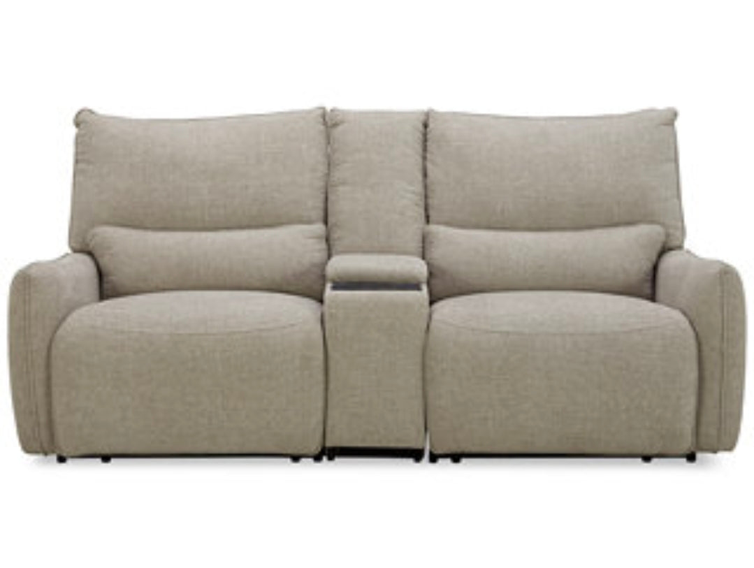 Olper 2-Pc. Fabric Zero Wall Sectional Power Motion Sofa w/ console