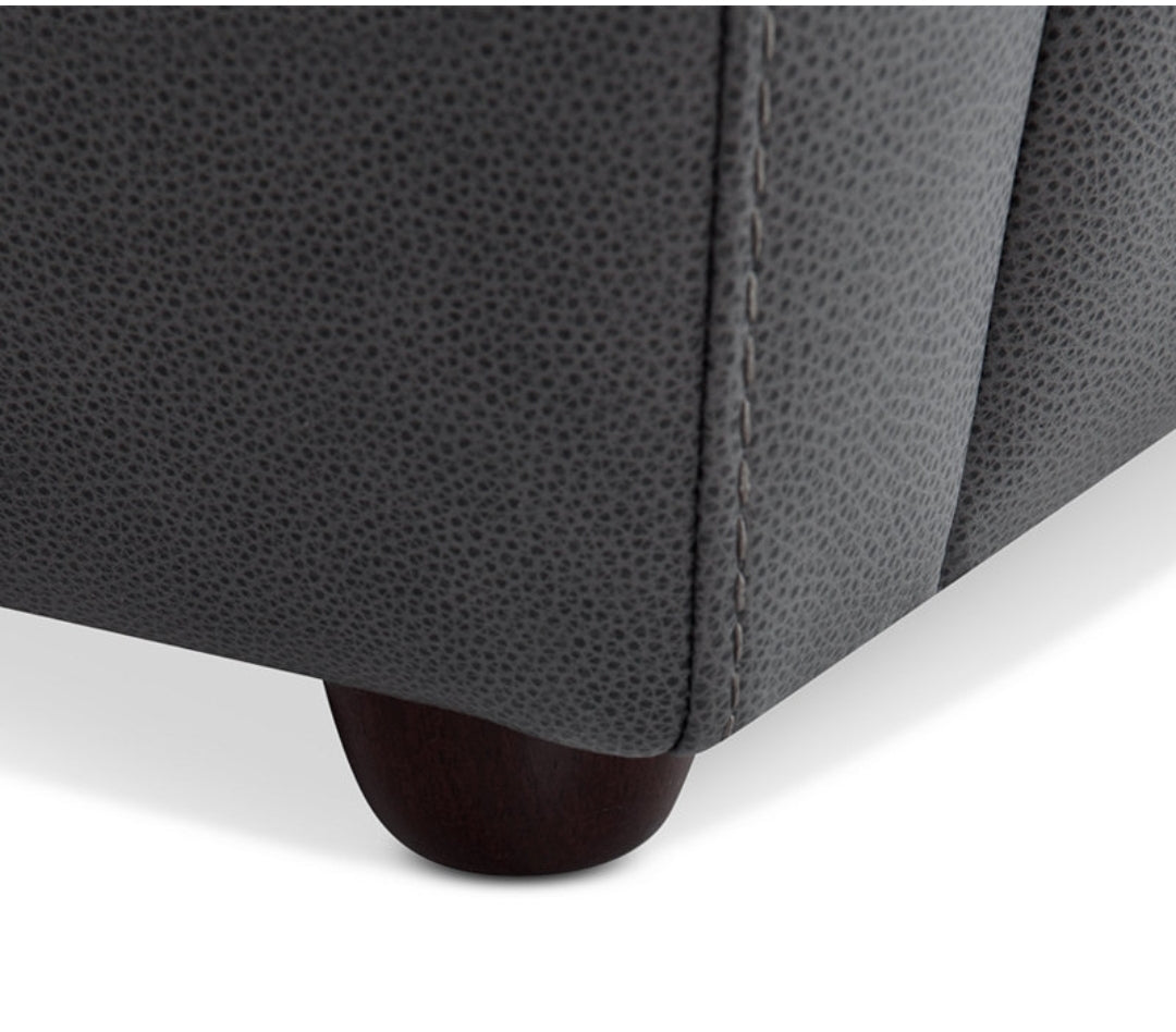 Polner 91" Leather Power Motion Sofa (Charcoal)