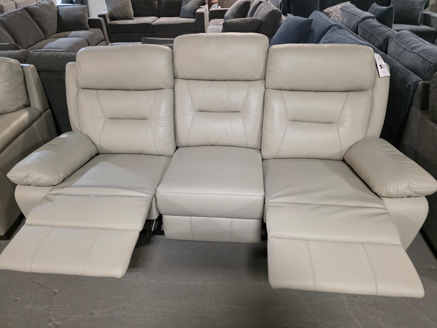 White Label Corvallis 87" Double Reclining Sofa (Ash Grey)