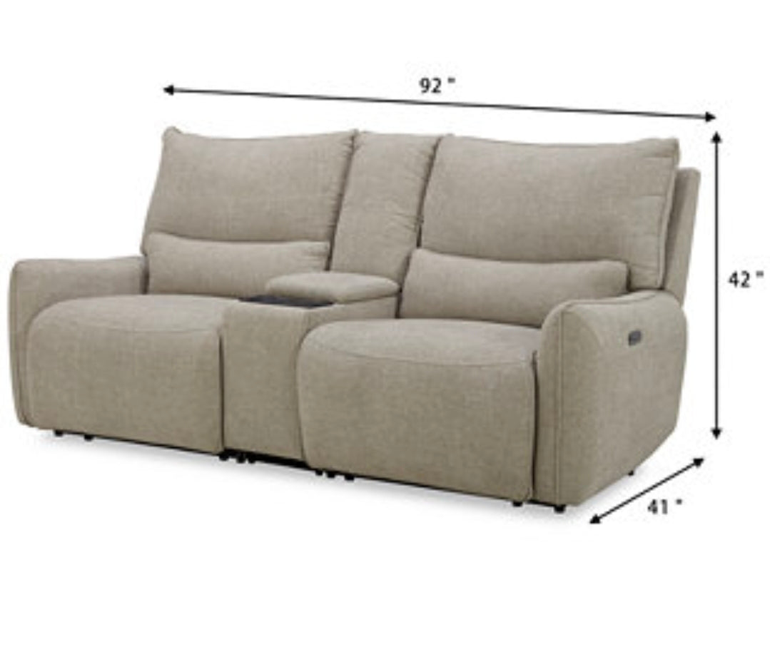 Olper 2-Pc. Fabric Zero Wall Sectional Power Motion Sofa w/ console