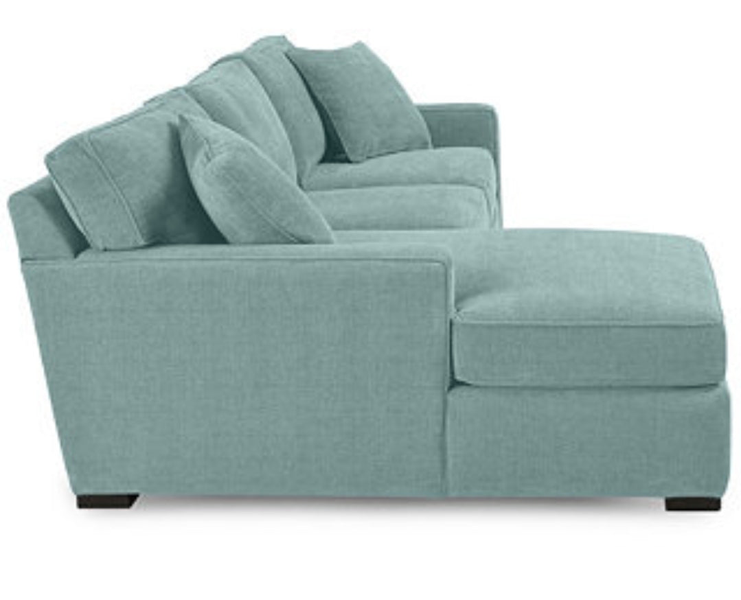 Radley 3-Pc. Fabric Chaise Sectional Sofa (Heavenly Robinsegg Blue)