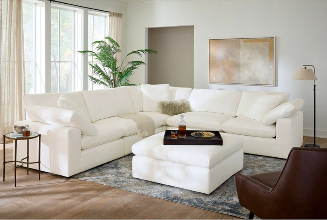Fog 6-Pc. Fabric L-Sectional Sofa Set (White)