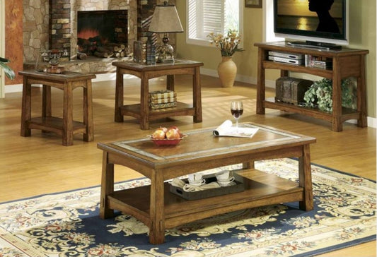 Craftsman Home Rectangular Coffee Table in Brown