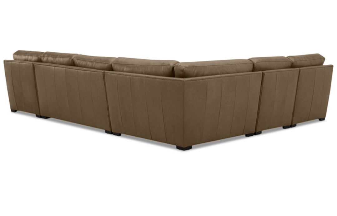 Radley 148" 5-Pc. Leather Square Corner L Shape Modular Sectional