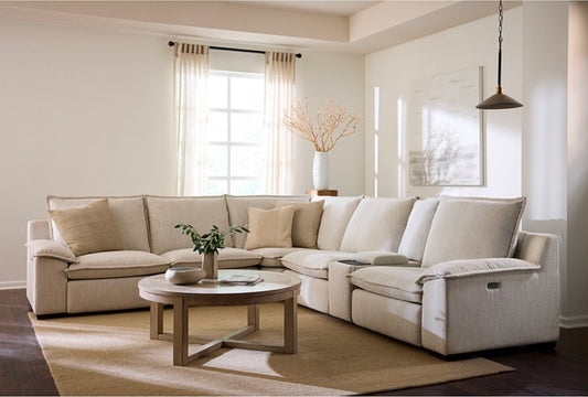 Borsi 6-Pc. L Sectional with 3 Power Recliners & 1 Console (Birch)