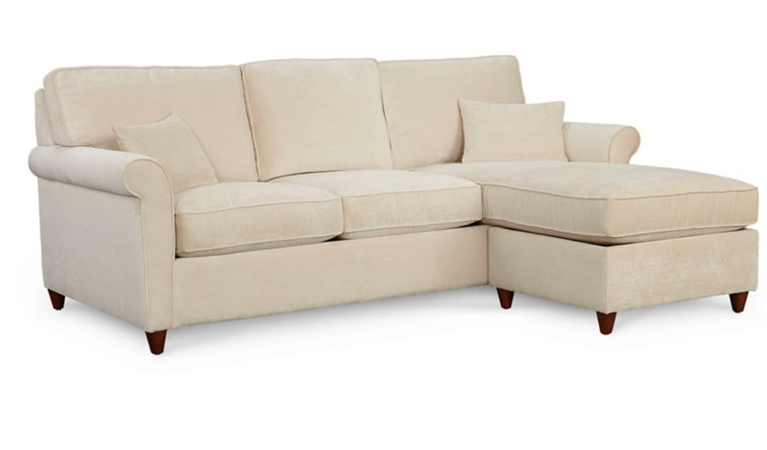 Lidia 82" Fabric 2-Pc. Reversible Chaise Sectional Sofa w/ Storage Ottoman-Gypsy Creme