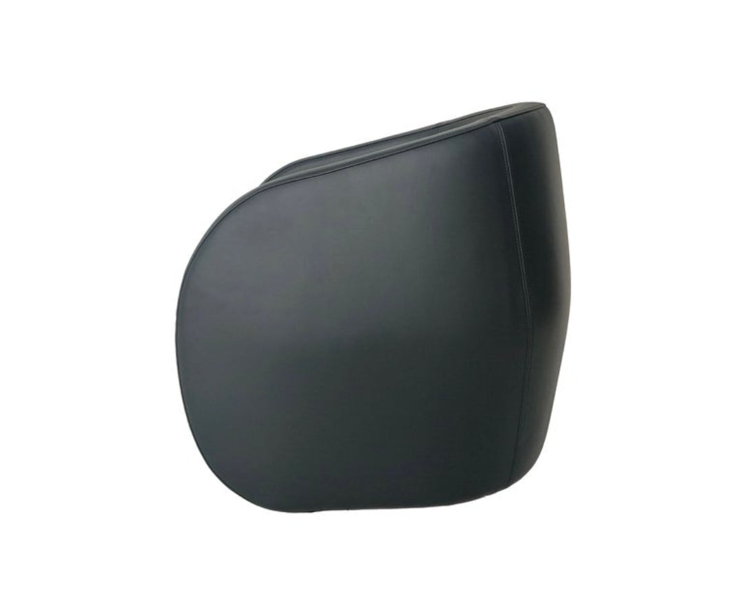 Berry armchair upholstered in Black leather by Bow and Arrow