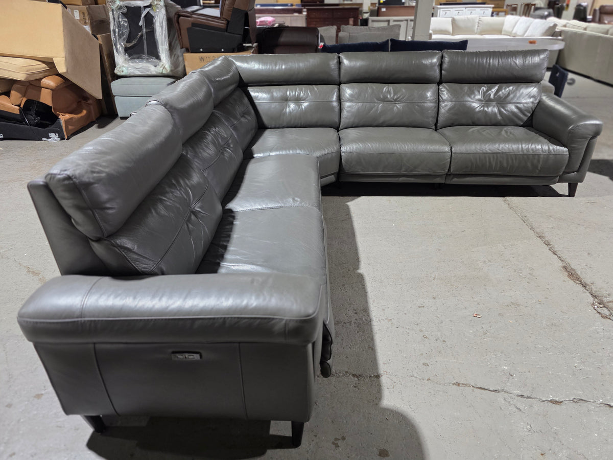 Leather 5-Pc. Sectional with 3 Power Recliners