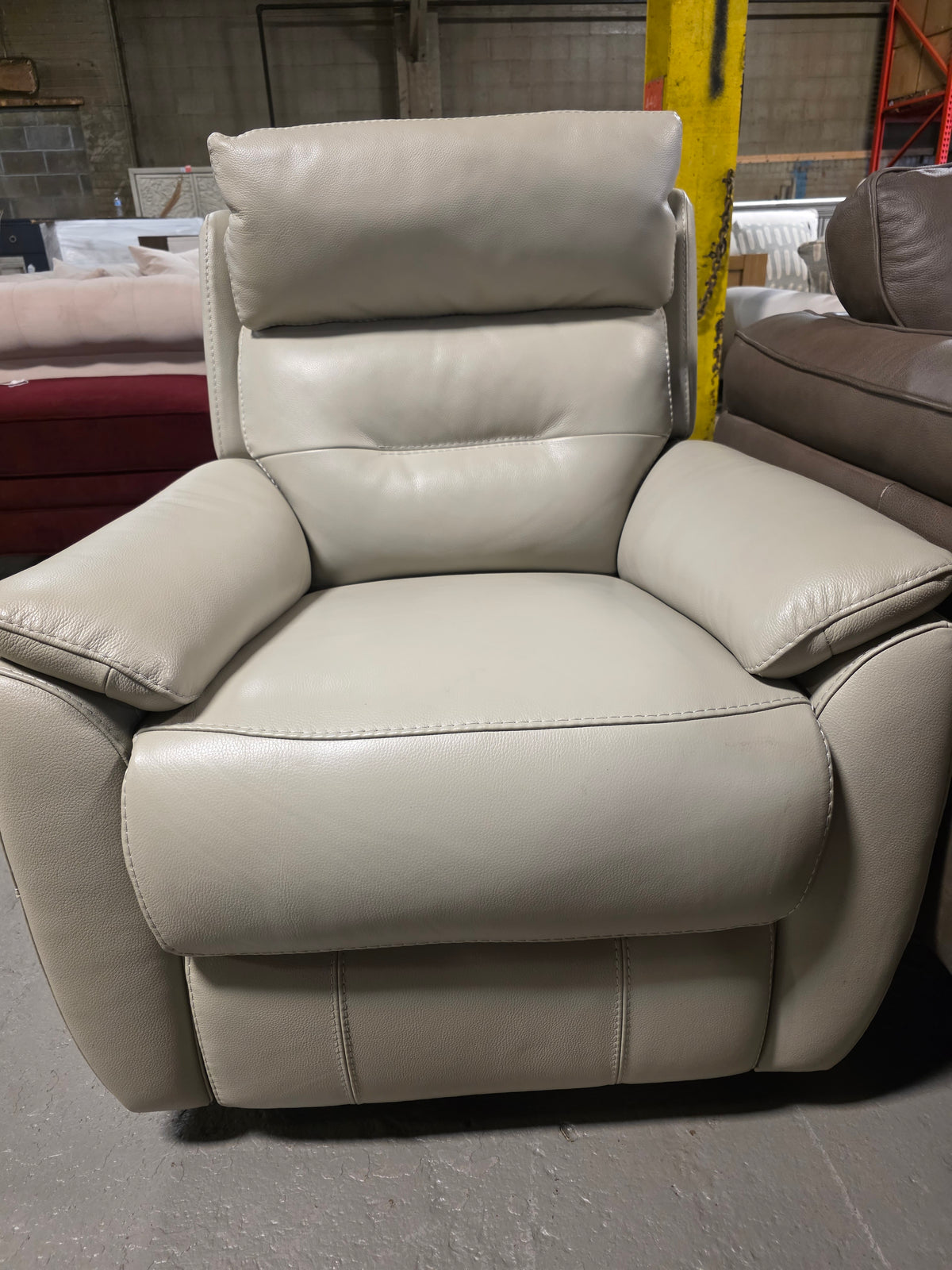 Ossorio Leather Power Swivel Glide Recliner (Silver Grey)