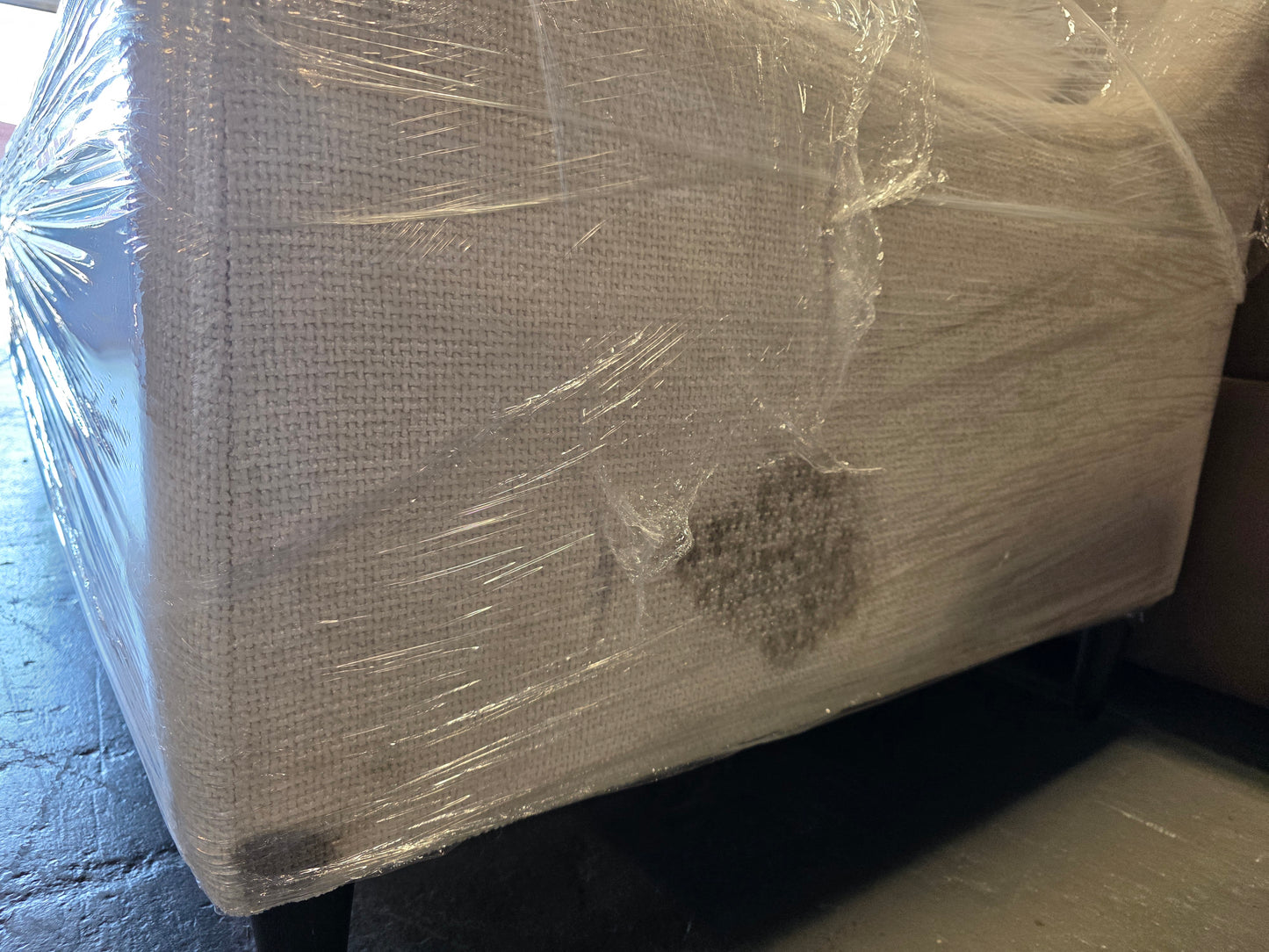 White Fabric Wing Arm Sofa