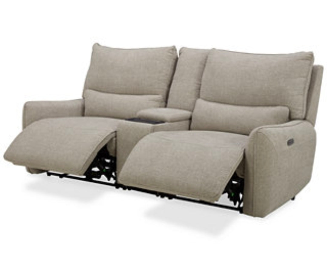 Olper 2-Pc. Fabric Zero Wall Sectional Power Motion Sofa w/ console