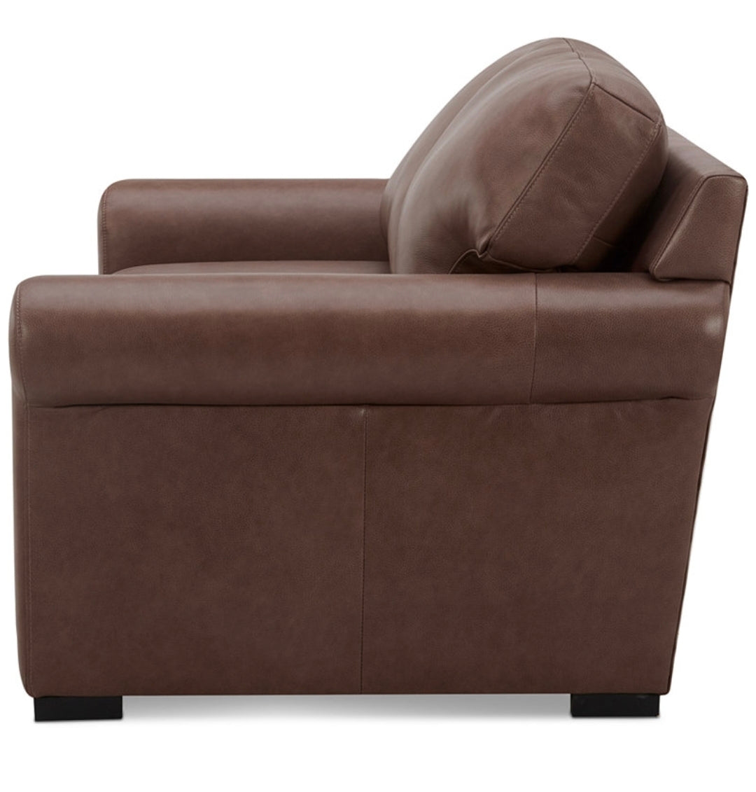 Radley Roll Arm 61" Leather Loveseat (Chocolate)