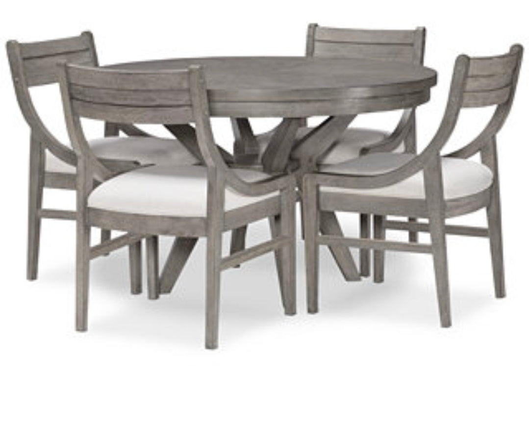 Greystone II 5-Pc. Dining Set (Round Table & 4 Chairs) Grey