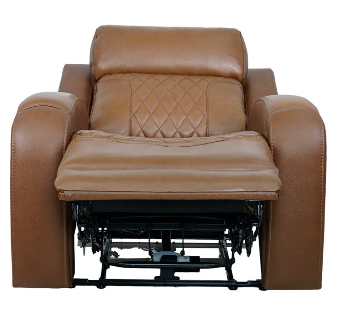 Niccy Leather 41.75" Power Motion Lay Flat Recliner (Brown)