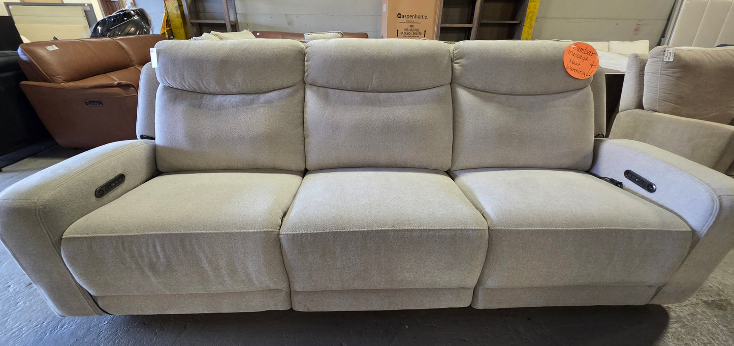 Kristyan 3-Pc. Fabric Sofa with Power Motion Chairs (Dove)
