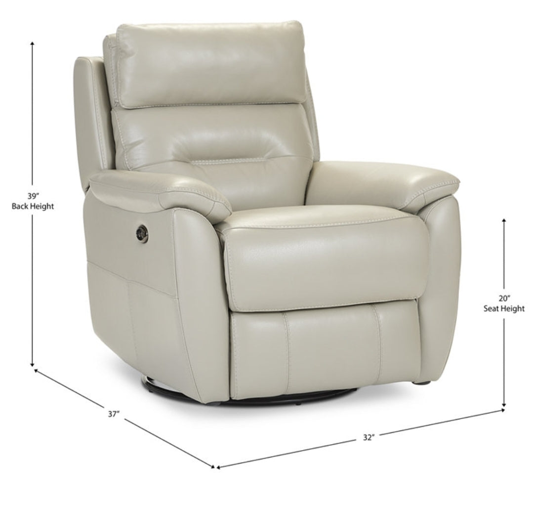 Ossorio Leather Power Swivel Glide Recliner (Silver Grey)