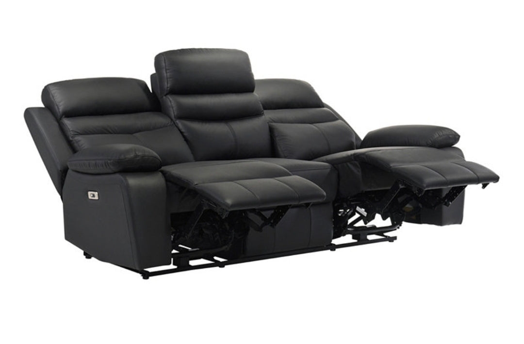 White Label Rittman 87" Power Double Reclining Sofa (Black)