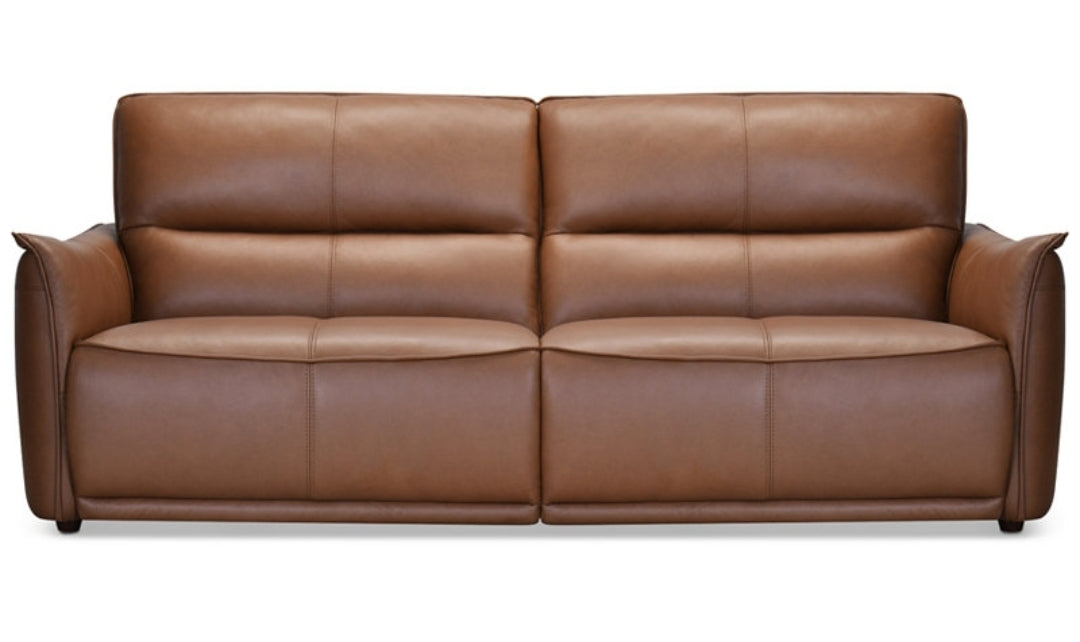 Polner 91" Leather Power Motion Sofa (Russet)