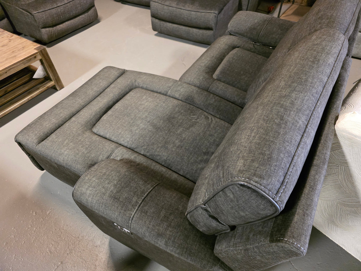 Hutchenson 2-Pc. Fabric Power Recliner Sofa w/Chaise (Moss)